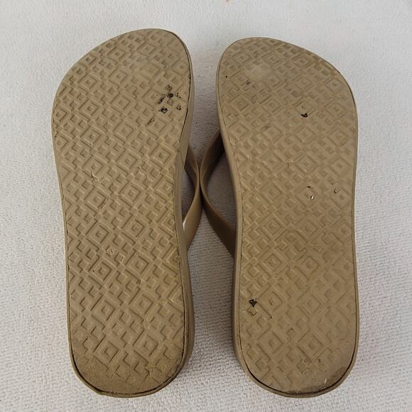 Tory Burch Logo thong wedge slip on sandal Size 8 orange and tan Casual - Picture 7 of 7